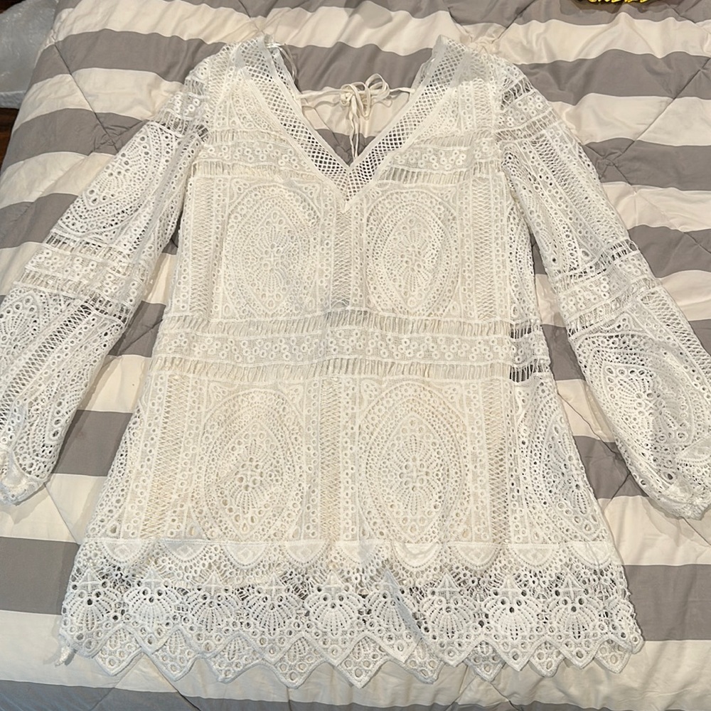 NWT Blue Blush White Lace Swim Cover up or dress L